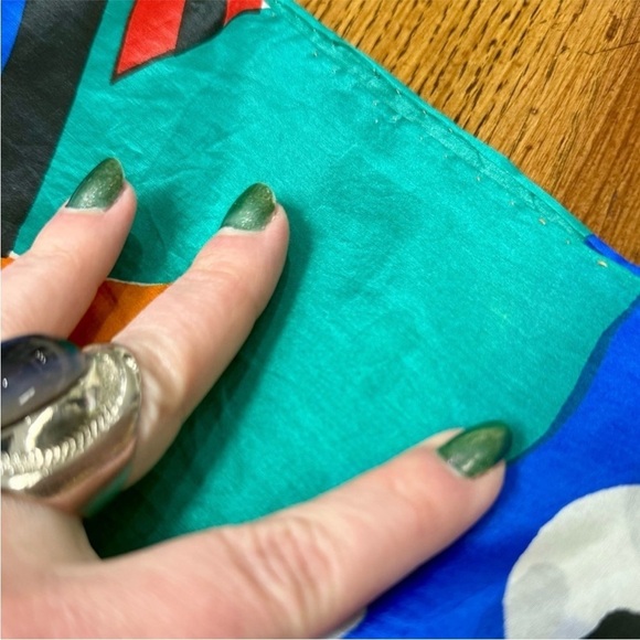 Vintage Scarf Bundle, Abstract Artistic Silk & Mod Geometric Orange - Picture 3 of 9